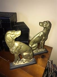 SOLID BRASS DOG SCULPTURES / BOOKENDS