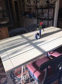 LEXINGTON COUNTRY DINING TABLE- METAL BASE AND DISTRESSED WOODEN TOP