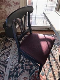 BLUE AND BURGUNDY UPHOLSTERED CHAIRS