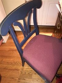 BLUE AND BURGUNDY UPHOLSTERED CHAIRS