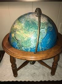 VINTAGE WORLD GLOBE WITH WOODEN STAND