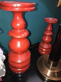 RED CANDLE HOLDERS