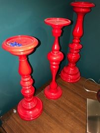 RED CANDLE HOLDERS