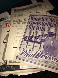 ANTIQUE NEWSPAPERS AND MUSIC NOTES