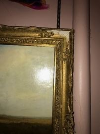 19TH C. GEORGE TURNER LARGE LANDSCAPE OIL ON CANVAS PAINTING 