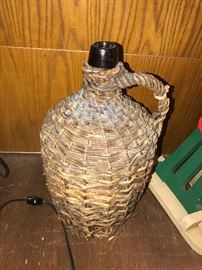 ANTIQUE WICKER WINE BOTTLE