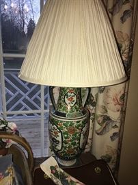 HAND-PAINTED ORIENTAL LAMP