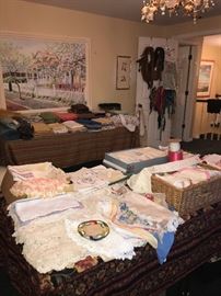 ENTIRE ROOM OF FABRIC AND LINENS