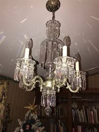 SCHONBEK CRYSTAL AND BRONZE CHANDELIER