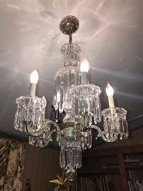 SCHONBEK CRYSTAL AND BRONZE CHANDELIER