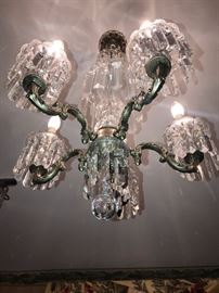 SCHONBEK CRYSTAL AND BRONZE CHANDELIER