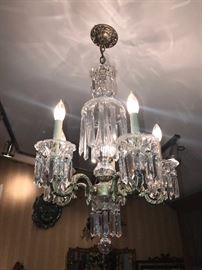 SCHONBEK CRYSTAL AND BRONZE CHANDELIER