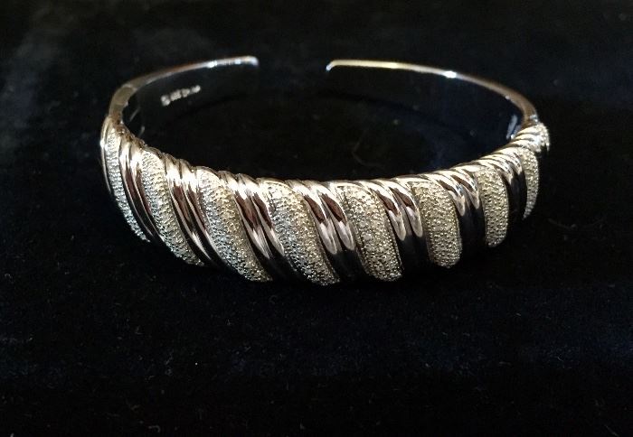 Sterling-and-diamond cuff bracelet 
