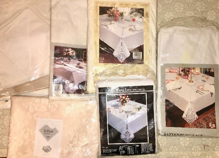Battenburg tablecloths, placemats, and napkins