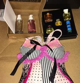 Boudoir handbag and perfumes in boxes