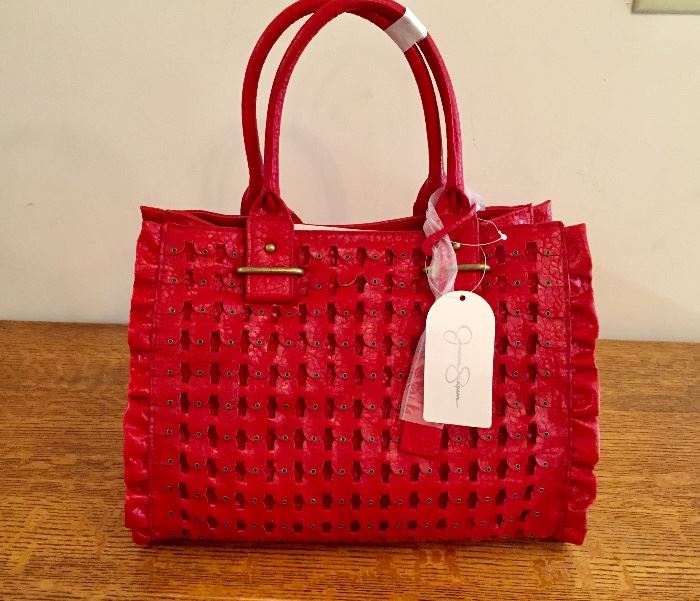 Jessica Simpson red-ruffle leather purse 
