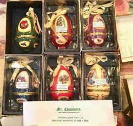 Mr. Christmas porcelain painted musical eggs boxes/ornaments