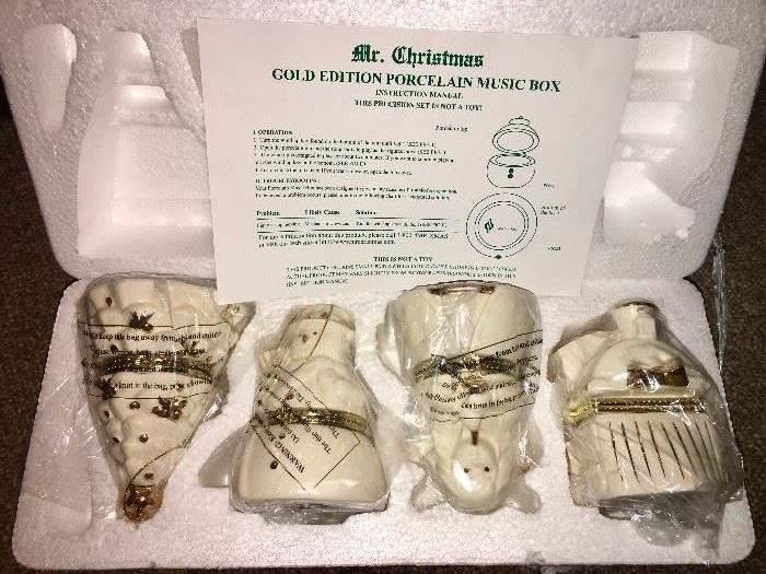 Mr. Christmas musical porcelain-box set