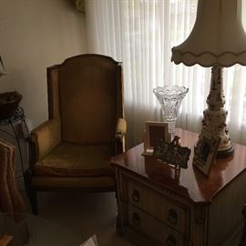 Thomasville chairs / vintage lamps/ and Italian style chest