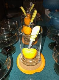 VINTAGE GLASS WITH ORANGE