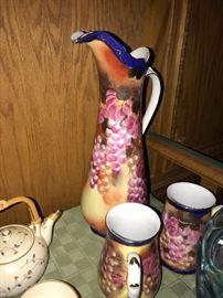 LIMOGES PITCHER AND MUGS