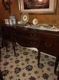 ANTIQUE MAHOGANY BUFFET WITH DOORS AND DRAWERS