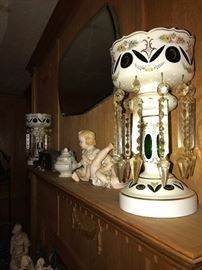 ANTIQUE BOHEMIAN GLASS MANTLE LUSTERS