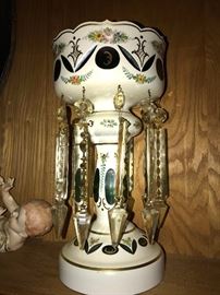 ANTIQUE BOHEMIAN GLASS MANTLE LUSTERS