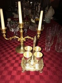 CANDLE HOLDERS AND METAL GLASS SET
