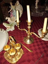 CANDLE HOLDERS AND METAL GLASS SET