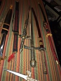 COLLECTION OF SWORDS AND DAGGERS