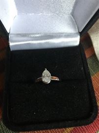 14K WHITE GOLD SOLITAIRE 0.75CTW PEAR SHAPE DIAMOND I-1 CLARITY AND J COLOR
