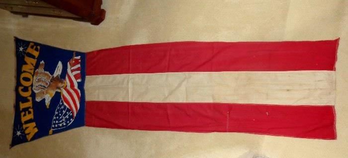 WWI ERA UNITED STATES WELCOME HOME VICTORS BANNER FLAG BUNTING 