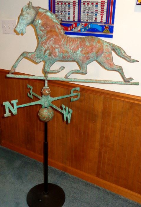 VINTAGE REPRODUCTION FULL BODY COPPER HORSE WEATHER VANE