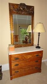 Antique Chest with marble top, Mirror