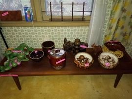 Pottery and mid century modern table