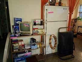 Eight track tapes and holder plus more