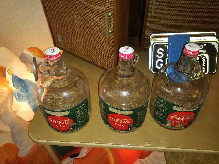 Vintage 1 gallon ccoke bottles 