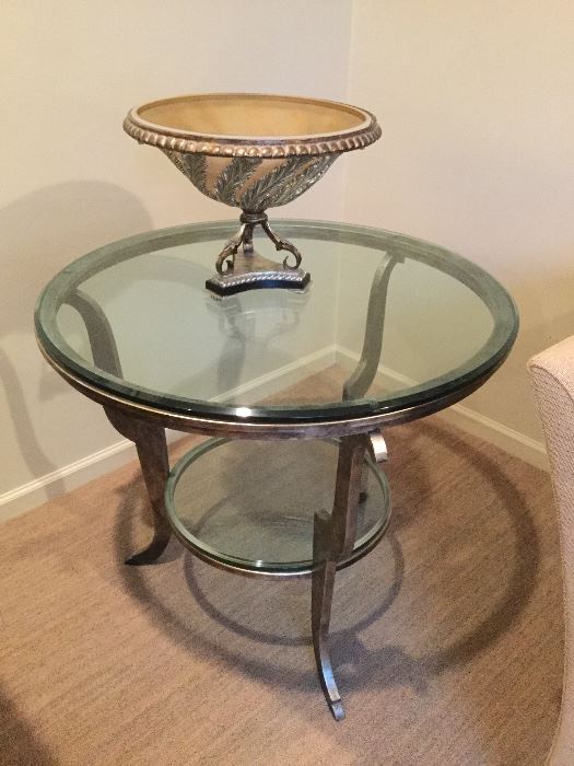 Metal and Glass Side Table:  