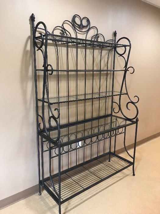Wrought Iron and glass Bakers Rack