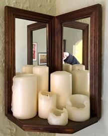 Mirrored Corner Candle Shelf