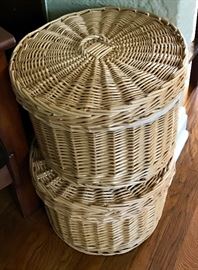 Woven Lined Baskets with Lids