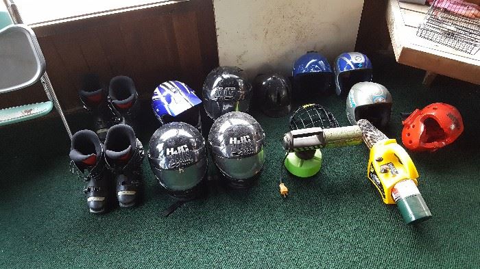 Assorted helmets, fogging appliances.
