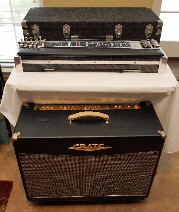 Crate RFX120 Retrofex amplifier and custom made Williams steel guitar