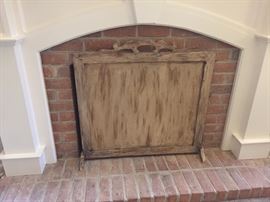 Rustic Wood Fireplace Screen