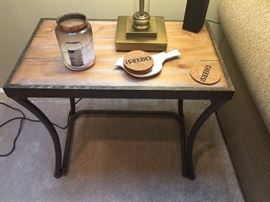 Wood Top Iron End Table
