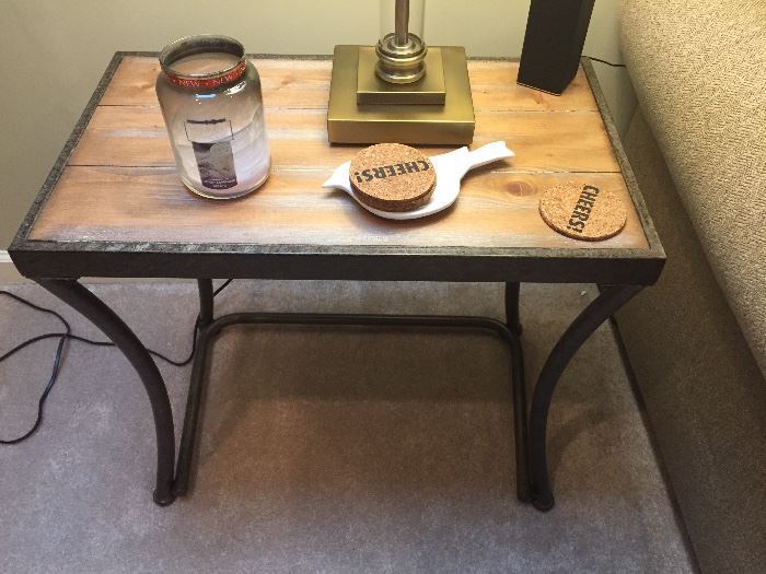 Wood Top Iron End Table