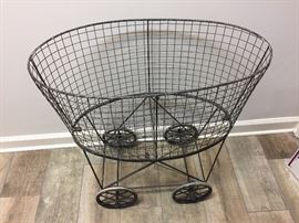 Decorative Wire Basket on Wheels