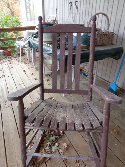 rocker, there is a patio set w/chairs