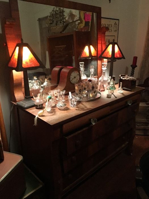 Early 1900's Empire revival dresser with matching mirror